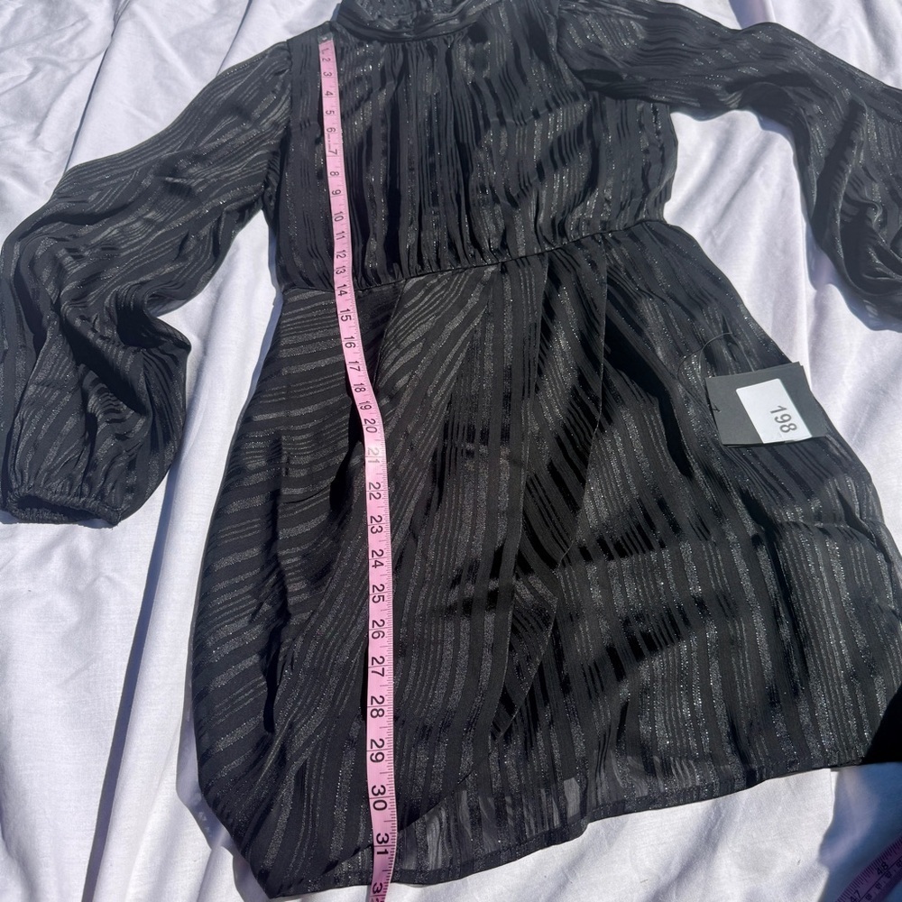 Lulus Black Metallic Stripe Mini Dress – Size XS (NWT) - Picture 4 of 6